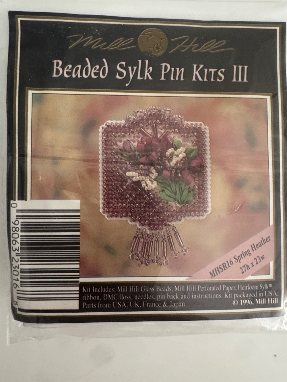 NEW Vintage 1996 MILL HILL Beaded Sylk Pin Kits III Spring Heather